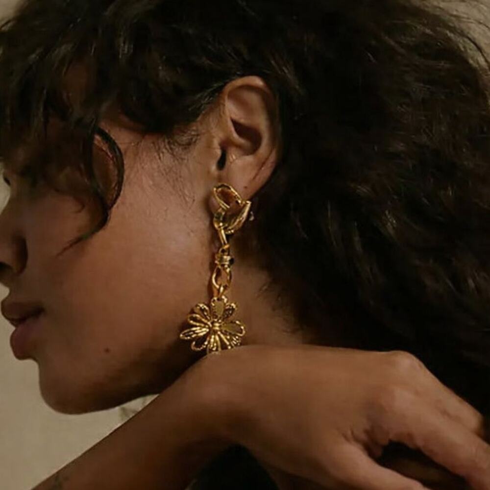 Free People Xavier Dangle Flower Earrings - Gold